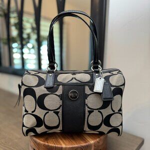 Coach Signature Stripe Canvas & Leather Satchel — New Without Tags